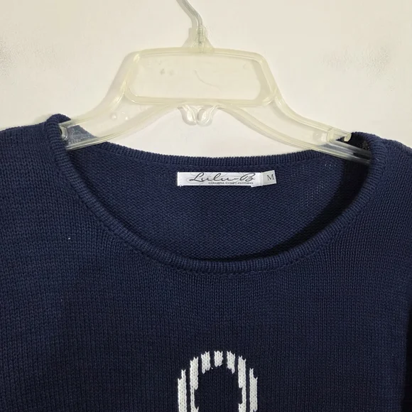 NWT Lulu B Anchor Sweater Size Medium Nautical Navy Blue Boat Coastal Preppy - Picture 5 of 13
